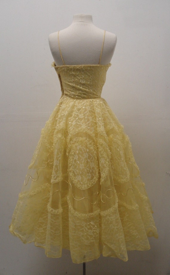 Vintage 1950s Yellow Tulle Gown