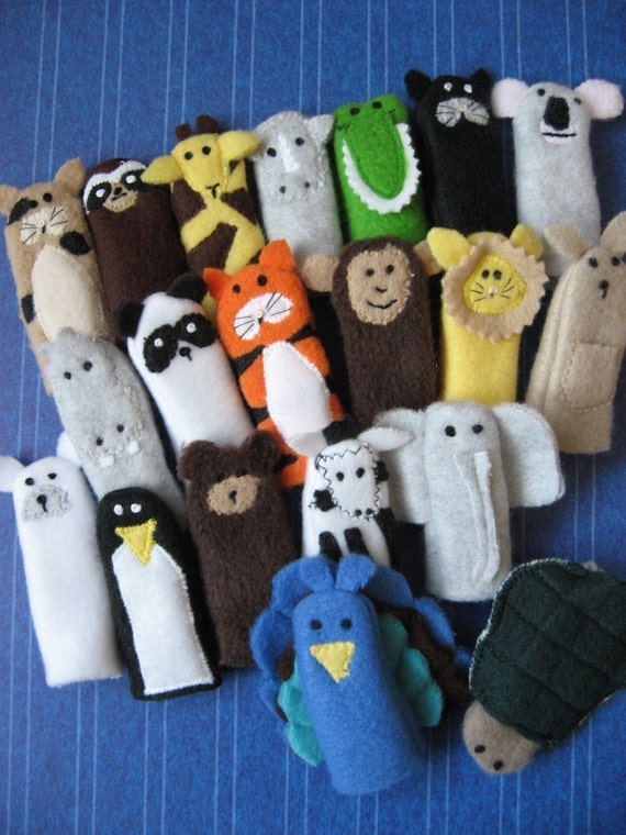 You Choose 5 Furry Fingers Finger Puppets Zoo By Sweetmellyjane