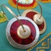 NEW Disc and Pearl hoop earrings made of sterling silver, red enamel and pearls