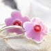 Girls Earrings Sterling Silver Little Flower with Pink resin and Red Beads