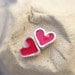 Tiny Silver Pink Heart Studs