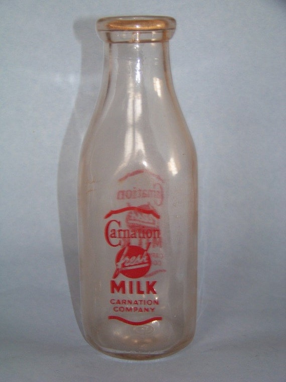 Vintage Carnation Milk Bottle by wildwildwest1 on Etsy