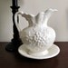 Small White Bowl and Pitcher Set with Grape and Vine Pattern
