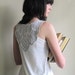 Natural soft green tunic with leaf applique - LAST ONE