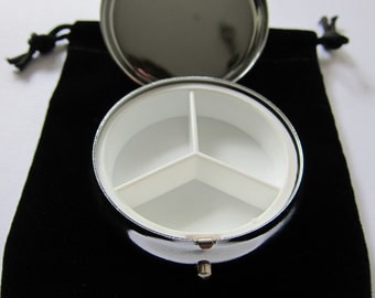 Blank Triple Compartment Pill Box Container w/velvet pouch SALE