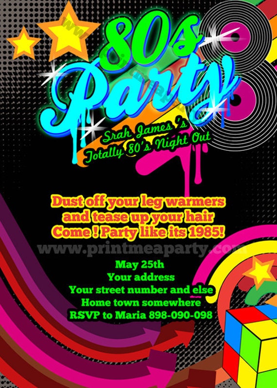 80'S Birthday Party Invitation Template 4