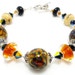 Lampwork Bracelet, Glass Bead Bracelet, Brown Black Ivory Amber Sterling Bracelet, Animal Print Bracelet, Beaded Bracelet, Beadwork Bracelet