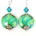 Teal Blue Lime Green Earrings, Lampwork Earrings, Glass Earrings, Glass Bead Earrings