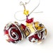 Red Yellow Earrings, Lampwork Earrings, Glass Bead Earrings, Red Earrings, Scroll Earrings, Beadwork Earrings