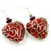Red Heart Earrings, Lampwork Earrings, Glass Earrings, Glass Bead Earrings, Heart Jewelry, Beadwork Earrings, Valentine Earrings