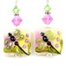 Dragonfly Earrings, Glass Earrings, Dragonfly Lampwork Earrings, Pink Yellow Green Earrings, Glass Bead Earrings, Beadwork Earrings