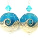 Blue Ivory Earrings, Wave Earrings, Lampwork Earrings, Glass Earrings, Beach Earrings, Beach Jewelry, Ocean Earrings, Beadwork Earrings