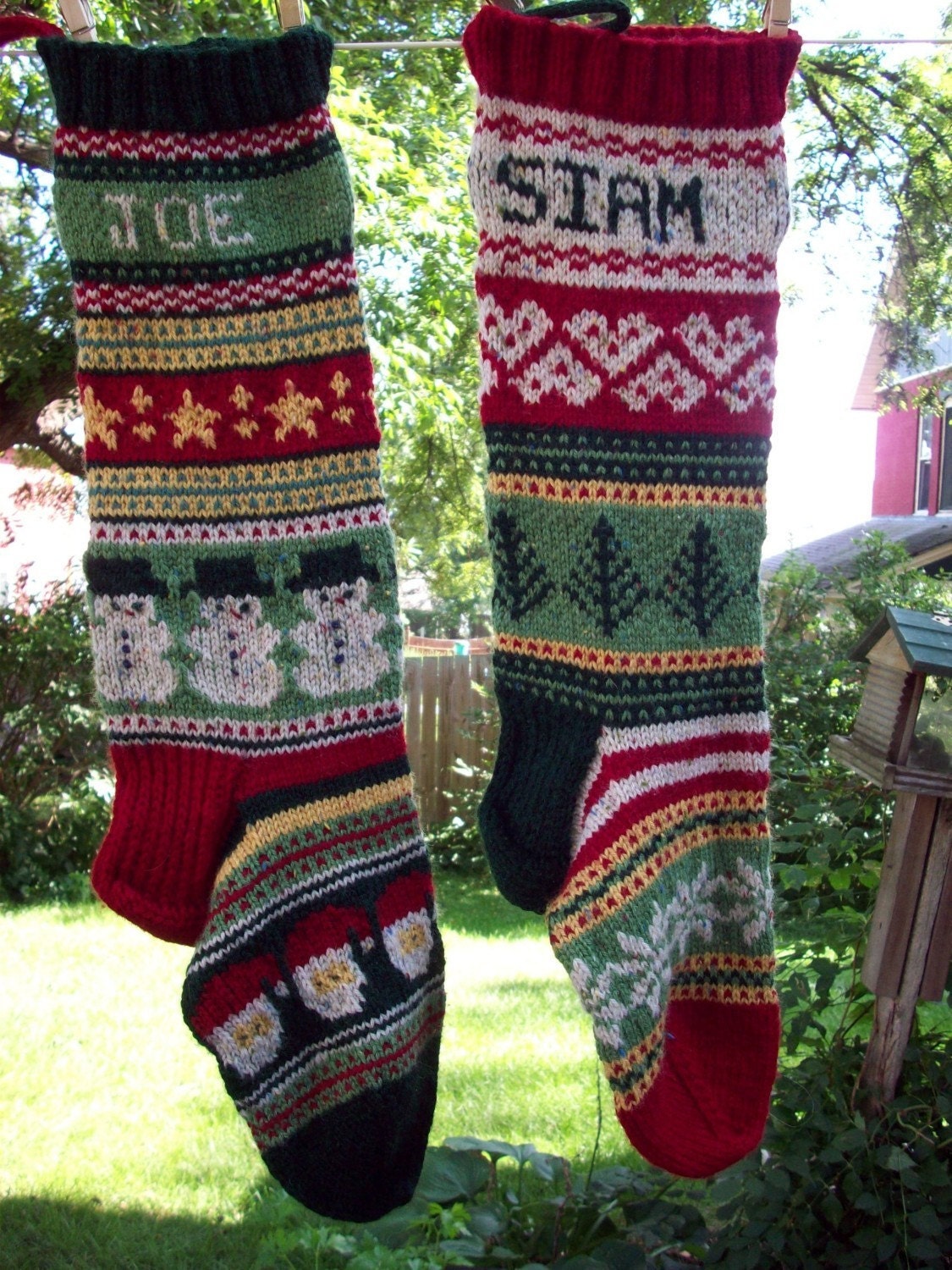 Personalized Hand Knitted Fair Isle Christmas Stocking for