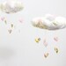 My Sweet Heart Cloud Mobile - LAST ONE in limited edition fabric sculpture decoration for nursery in pink, grey,white and lemon yellow