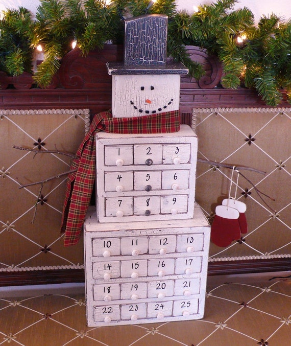  wooden advent calendar-Christmas- warm aged finish-individual wooden