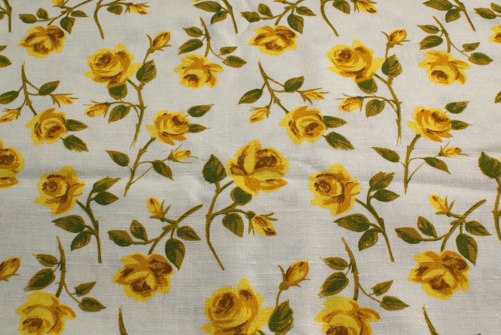 Vintage Yellow Rose Fabric
