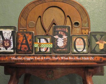 Personalized and Customized Boy's Name Blocks Sign Personalized Boys Name Sign great for Baby Shower Gift