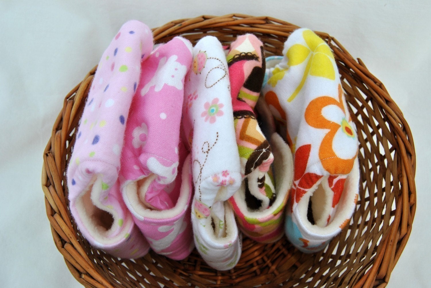 Girl Baby Doll Diaper Set of Five Cloth Diapers by BabyDollDiapers