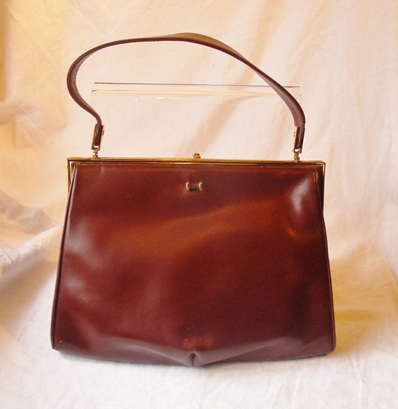 Items similar to Vintage 1960s RARE Brown Leather Handbag by J. Mas ...