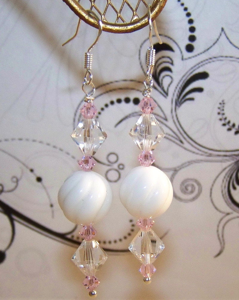 White Coral Earrings by LeJaxCreations on Etsy