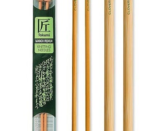 Clover 9 Inch Size 8 Takumi Single Point Bamboo Knitting Needles Part No. 3011-8