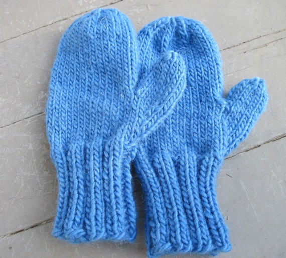 Light Blue Mittens Wool and Mohair size Child Small