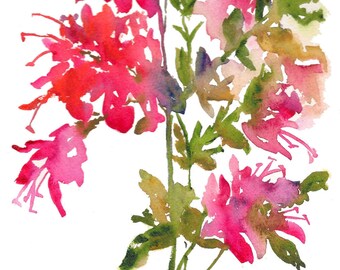 Fresh Pick Azaleas Watercolor, Print 8x10, Watercolor Flowers, Pink Flowers