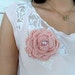 SALE Crocheted Brooch Dusty Rose Salmon Pink Soft Christmas Gift-TeamT