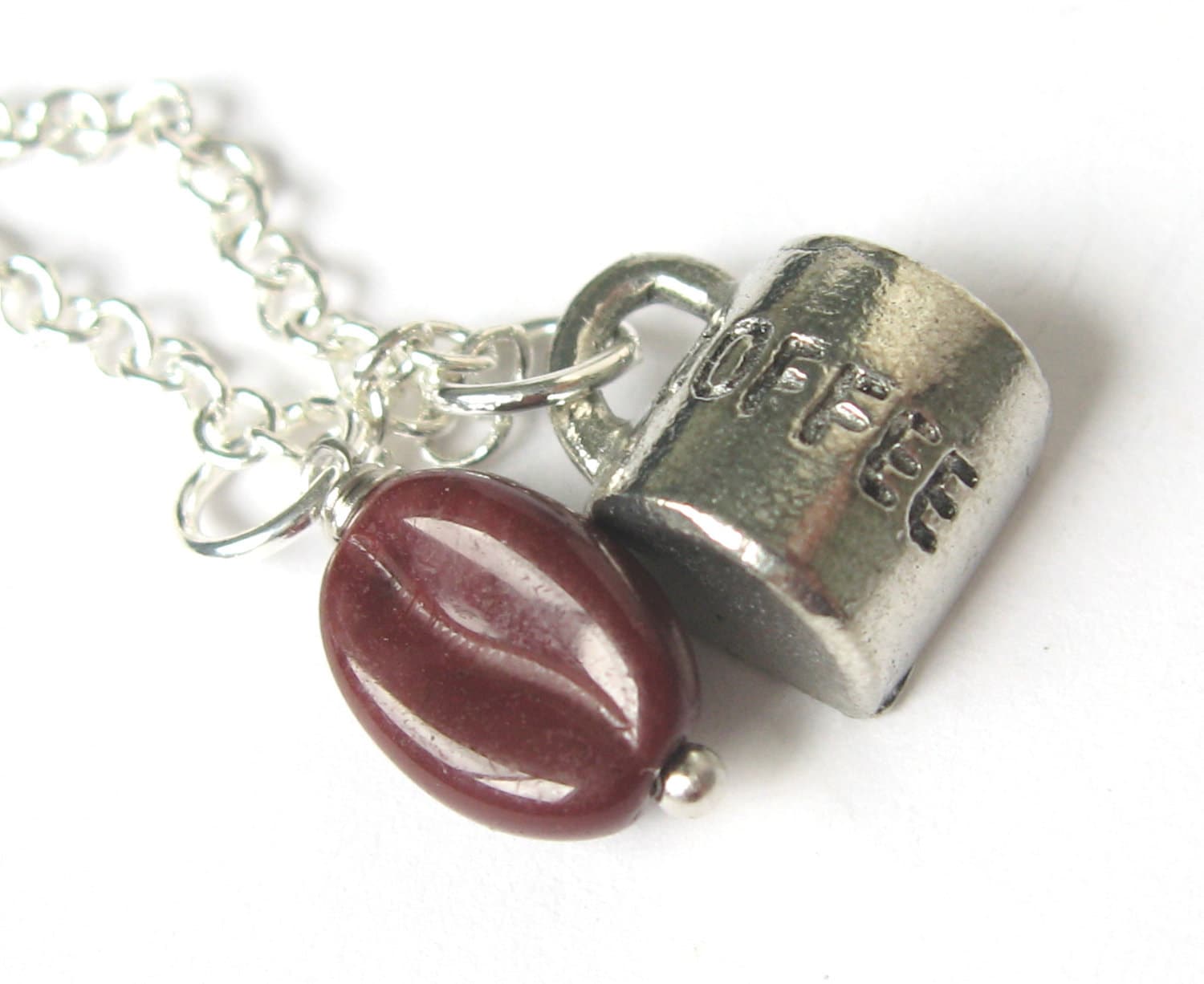 Coffee Bean Necklace Cup Charm