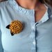 Leather Mustard Yellow Flower Brooch