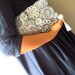 Beautiful Clutch with Leather 'Silver Flowers'