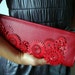 SALE---- LAST ONE-- Beautiful Leather Clutch with 'Red Flowers on Bottom' Expedite Shipping