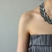 Leather Flower Row Necklace with Sterling Silver Chain and Jade Stones