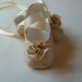 Silk Baby Girl Shoes in Ivory Dupioni with Small Rose - Custom and Handmade Baby Shoes