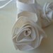 Baby Girl Shoes White Silk with Rose - Handmade Infant Shoes Booties Christening Shoes - Gift Idea