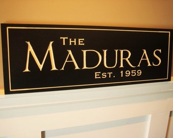 Carved and Painted Personalized Family Name Sign Plaque 10x36