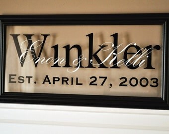 Personalized Family Name Sign Picture Frame Established Family Sign 11x21