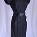 SALE was 75 - Vintage 50s Dress Black Gardenia Embroidered Batiste Cut-Work Rhinestone Belt 1950s Dress M NOS