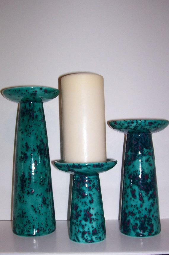Ceramic Candle Holder Pillar Candle Holders Seafoam Green