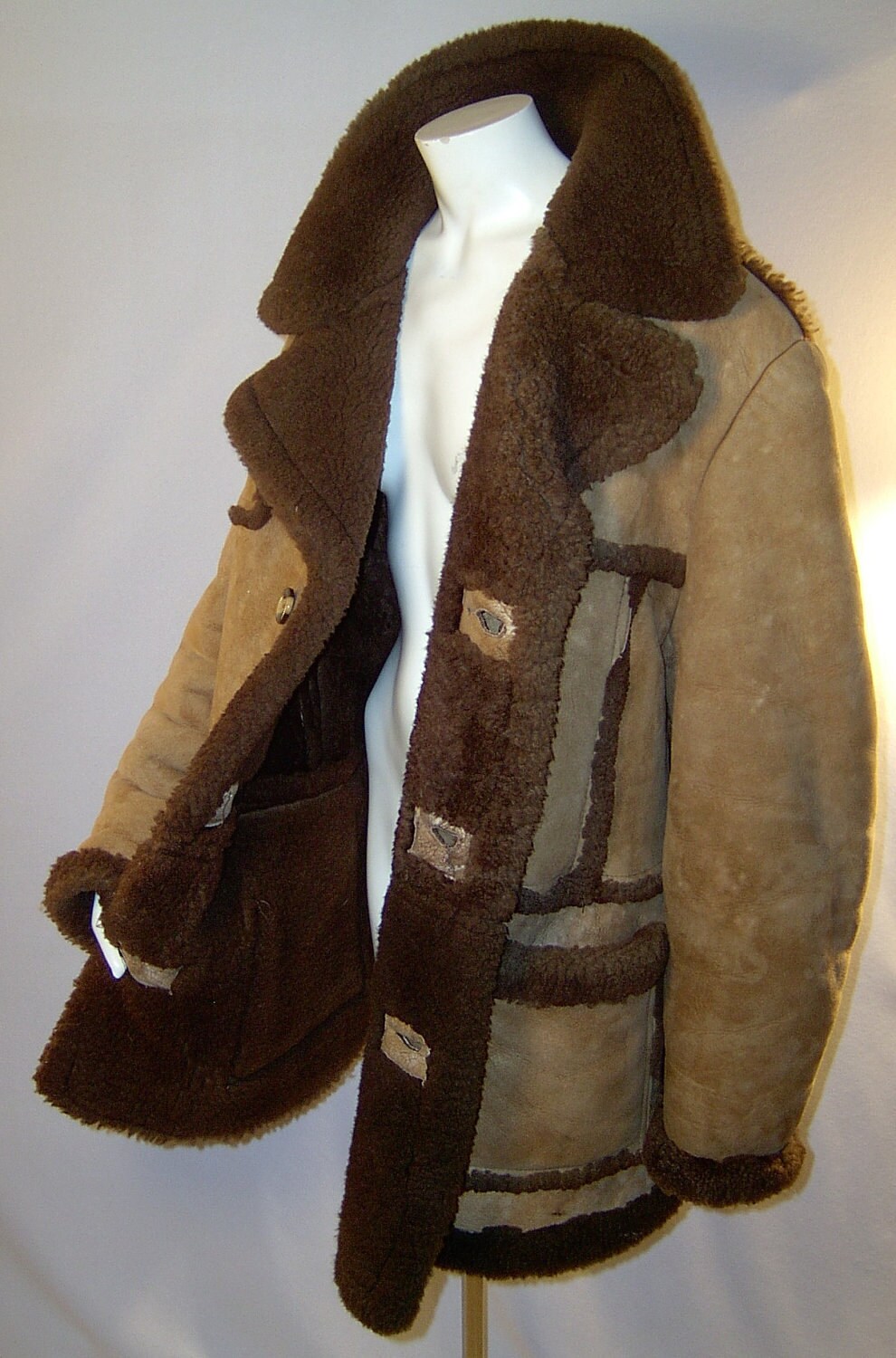 Vintage 1970s brown sheepskin shearling coat Extra Large