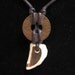 urban artifact necklace - brown and white Lake Michigan beach pottery, rusty washer