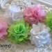 Set of 6 - New Tiny Size Petite Satin and Tulle Puff Mesh Flowers wedding bridal bridesmaid brooch flowers - White / Pink / Lime