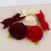 Marcelle Leading Lady Red Burgundy Ivory shade Felt blooms and bows fabric flowers with varying styles