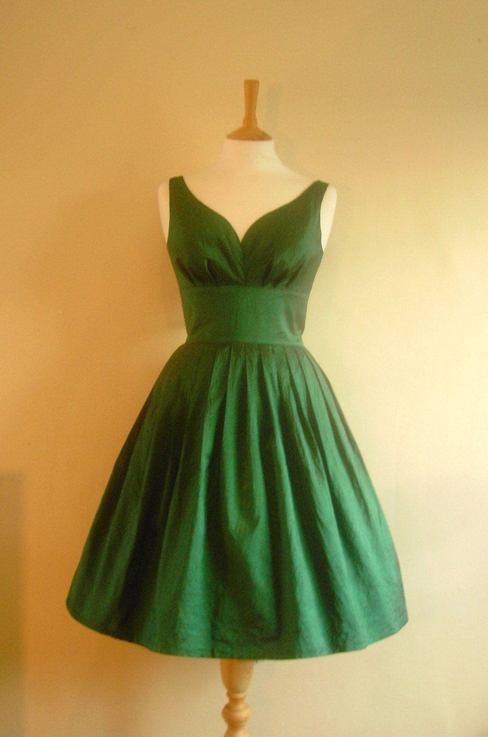 Emerald Green  Taffeta  Prom  Dress  Made by Dig For Victory