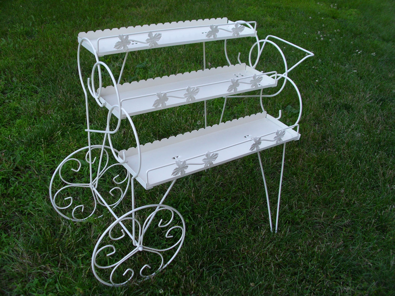 Vintage Metal Plant Stand/Wheeled Cart