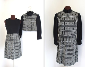 60s Scooter Dress / 1960s Suit / Mod Dress and Coat (m)