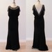 1930s Dress, Black Bias Cut Full Length Hollywood Starlet Evening Gown, Heavily Beaded Rhinestone Bodice & Plunging Open Back, Under Slip