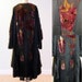 LAYAWAY/RESERVE for Brit Vintage 1920s Dress, 20s Black Silk Floral Cut Velvet Flapper Dress, Silk Fringe Tassels, Art Deco Gatsby Dress