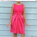 1960s Dress / 60s Dress, Hot Pink Satin & Chiffon Wiggle Cocktail Wedding Party Dress, Tulip Skirt Rose Flower Accent, Vintage Bombshell