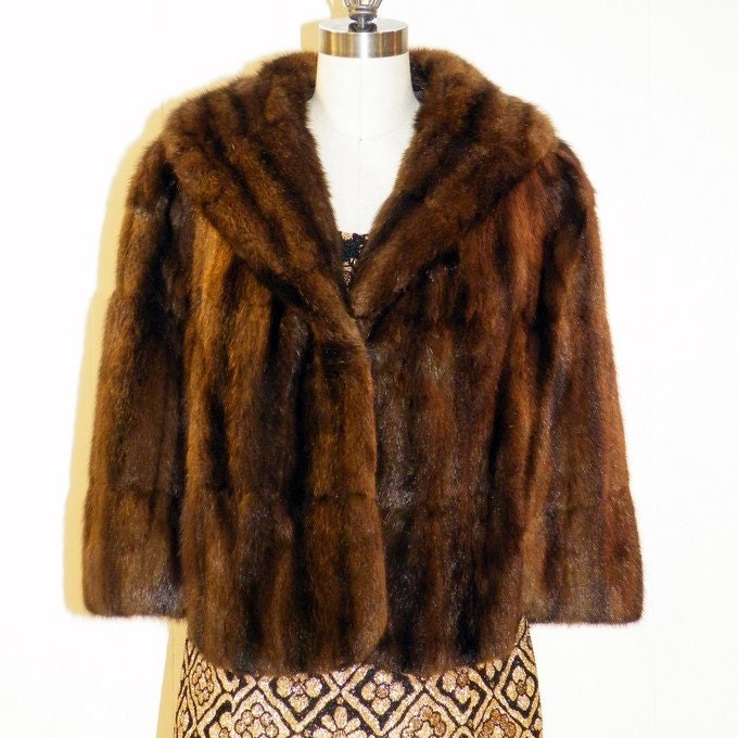Clic Shiny Brown Musquash Muskrat River Mink Full Length Fur Pre Owned Camel Dyed Sheared Muskrat 3 4 Coat W Fox Trimmed Hood Size 8 10